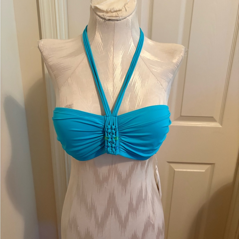 Blue swim bandeau side 8 nwt $77 island blue
Shown halter